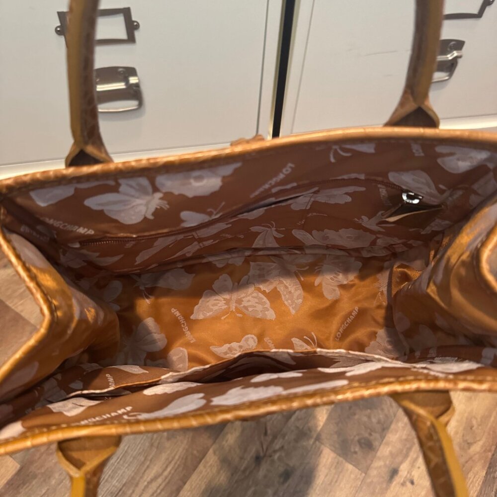 Longchamp Embossed Croc Brown Tote Bag - Picture 3 of 3
